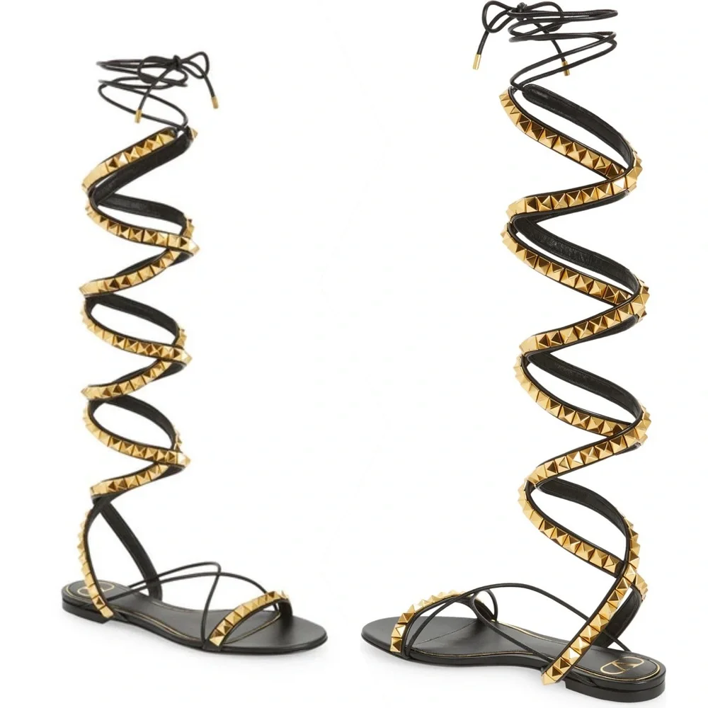 VALENTINO GARAVANI No Limit Rockstud Ankle-wrap Gladiator Sandals $1,900